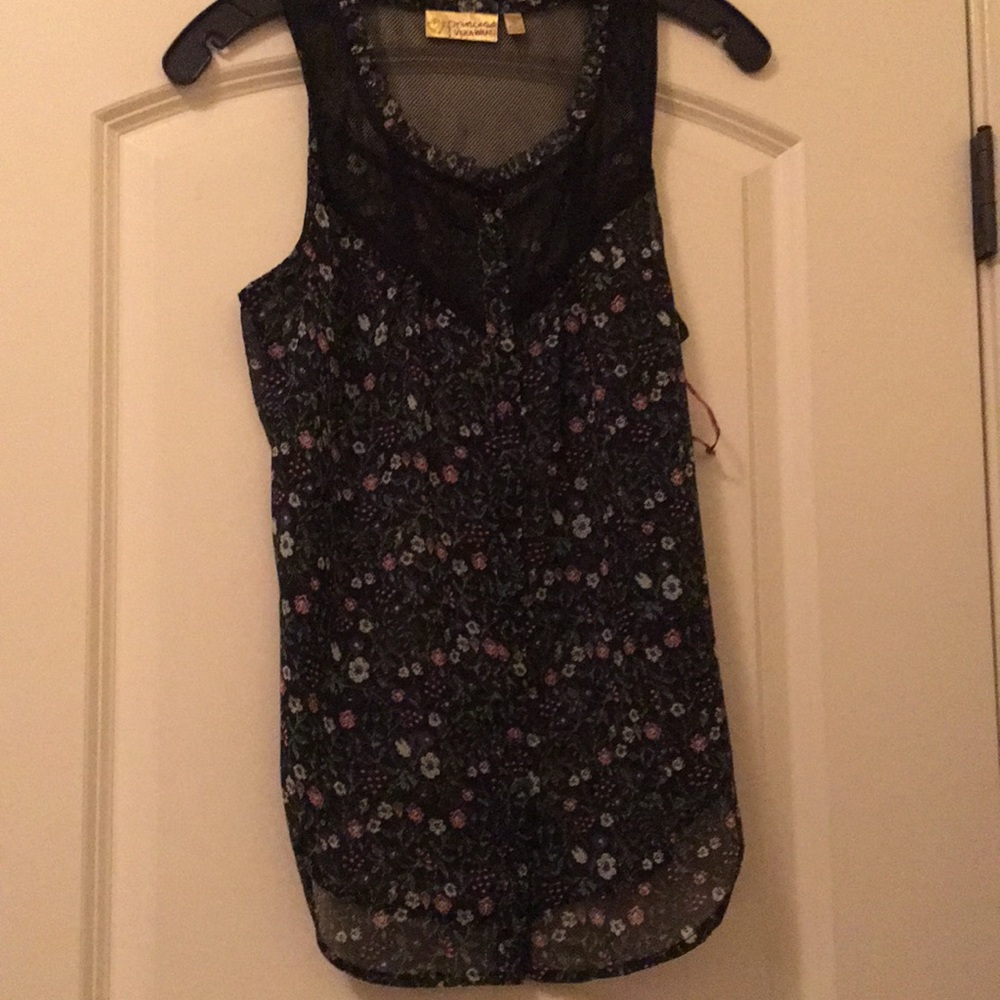 Princess Vera wang sleeveless floral sheer top-S